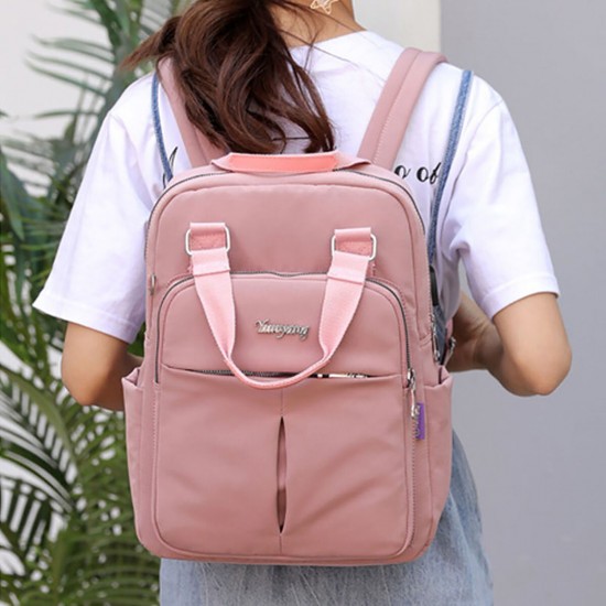 Women Nylon Waterproof Casual Patchwork Backpack With USB Charging Port For Outdoor School Women Nylon Waterproof Casual Patchwork Backpack With USB Charging Port For Outdoor School