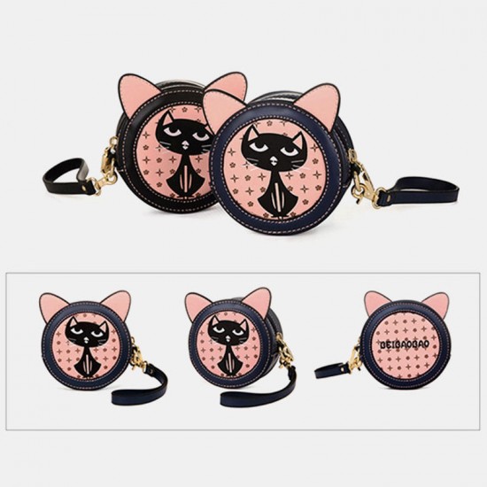 2PCS Women Fashion Crossbody Bag Cat Pattern Handbag 2PCS Women Fashion Crossbody Bag Cat Pattern Handbag