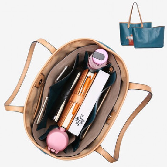 Women 2 PCS Cat Pattern Tote Large Capacity Shoulder Bag Handbag Women 2 PCS Cat Pattern Tote Large Capacity Shoulder Bag Handbag
