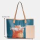 Women 2 PCS Cat Pattern Tote Large Capacity Shoulder Bag Handbag Women 2 PCS Cat Pattern Tote Large Capacity Shoulder Bag Handbag