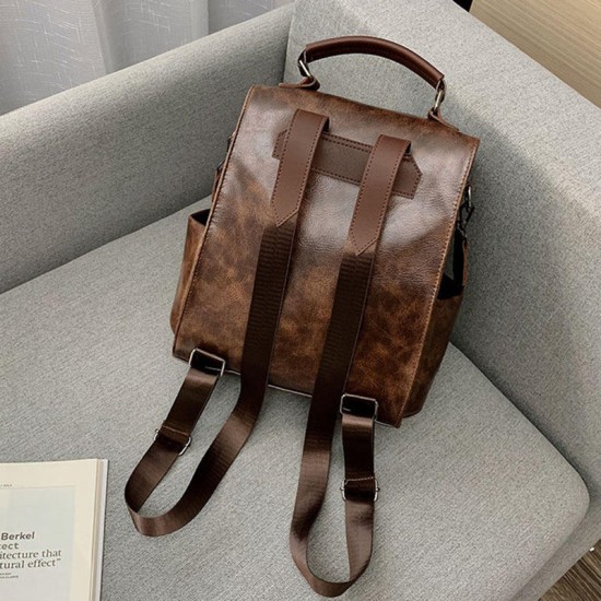 Women Vintage Faux Leather Multifunctional Backpack Crossbody Bag Women Vintage Faux Leather Multifunctional Backpack Crossbody Bag