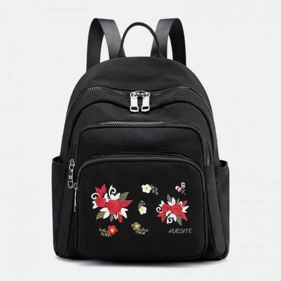 Women Nylon Waterproof Floral Casual Embroidered Backpack Women Nylon Waterproof Floral Casual Embroidered Backpack