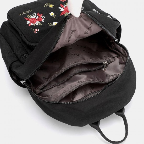 Women Nylon Waterproof Floral Casual Embroidered Backpack Women Nylon Waterproof Floral Casual Embroidered Backpack