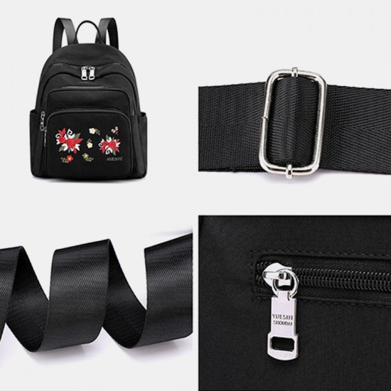Women Nylon Waterproof Floral Casual Embroidered Backpack Women Nylon Waterproof Floral Casual Embroidered Backpack