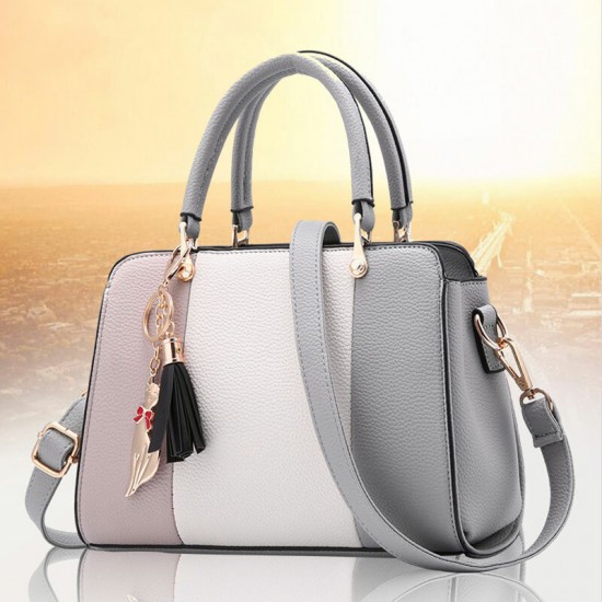 Stitching PU Leather Designer Purses and Handbag Casual Shoulder Bag Warm Sweet Tote with Tassels for Women Daily Stitching PU Leather Designer Purses and Handbag Casual Shoulder Bag Warm Sweet Tote with Tassels for Women Daily