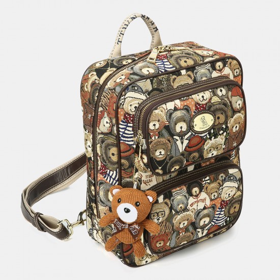 Women Bear Pattern Large Capacity Backpack Women Bear Pattern Large Capacity Backpack