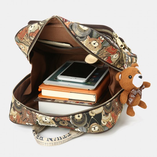 Women Bear Pattern Large Capacity Backpack Women Bear Pattern Large Capacity Backpack