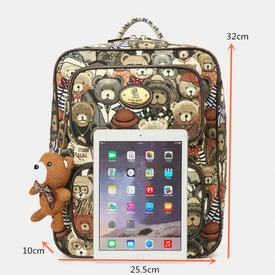 Women Bear Pattern Large Capacity Backpack Women Bear Pattern Large Capacity Backpack