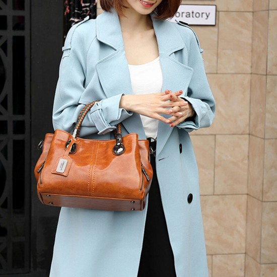 Women Vintage Handbag Oil Wax Leather Three-layer Crosssbody Bag Women Vintage Handbag Oil Wax Leather Three-layer Crosssbody Bag