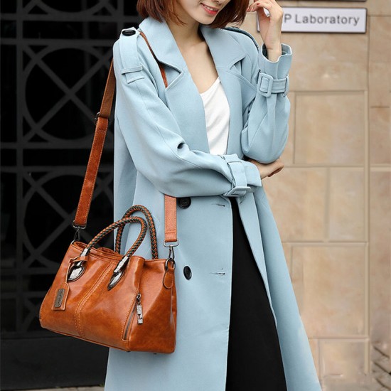 Women Vintage Handbag Oil Wax Leather Three-layer Crosssbody Bag Women Vintage Handbag Oil Wax Leather Three-layer Crosssbody Bag