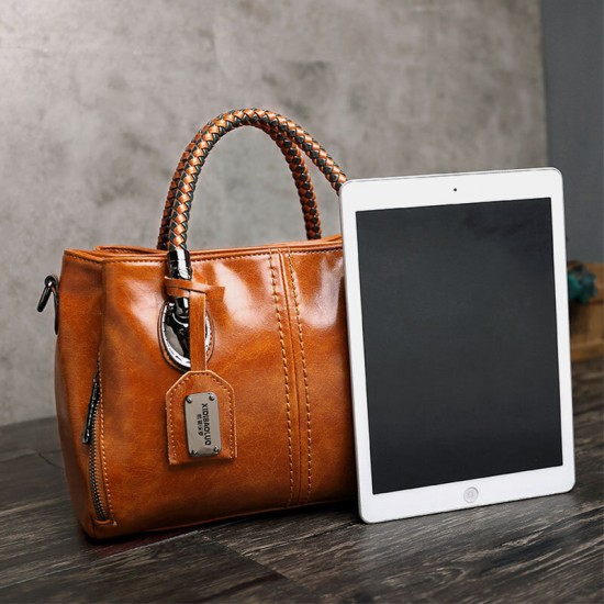 Women Vintage Handbag Oil Wax Leather Three-layer Crosssbody Bag Women Vintage Handbag Oil Wax Leather Three-layer Crosssbody Bag