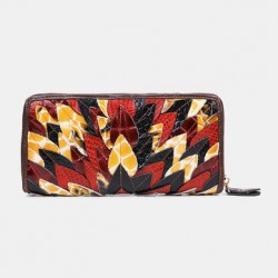 Women Genuine Leather Patchwork Vintage Wallet Purse Clutches Bag