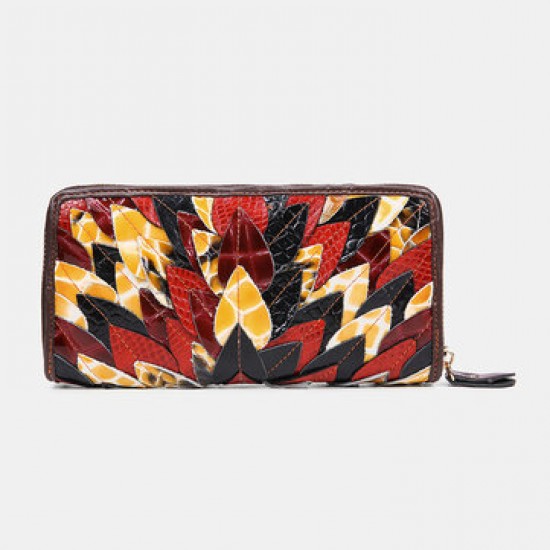 Women Genuine Leather Patchwork Vintage Wallet Purse Clutches Bag Women Genuine Leather Patchwork Vintage Wallet Purse Clutches Bag