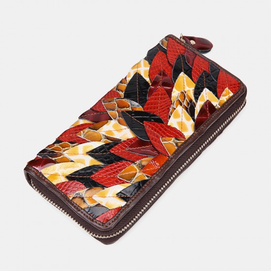 Women Genuine Leather Patchwork Vintage Wallet Purse Clutches Bag Women Genuine Leather Patchwork Vintage Wallet Purse Clutches Bag