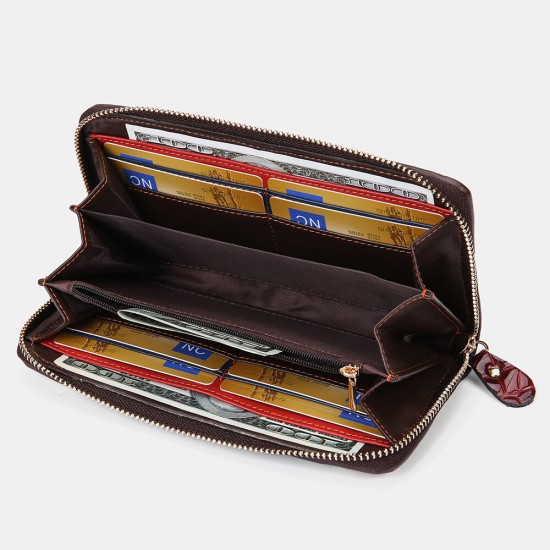 Women Genuine Leather Patchwork Vintage Wallet Purse Clutches Bag Women Genuine Leather Patchwork Vintage Wallet Purse Clutches Bag