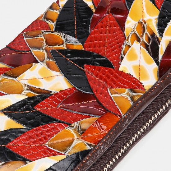 Women Genuine Leather Patchwork Vintage Wallet Purse Clutches Bag Women Genuine Leather Patchwork Vintage Wallet Purse Clutches Bag