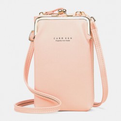 Women 9 Card Slots Phone Bag Solid Crossbody Bag Shoulder Bag