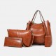 Women 4Pcs Vintage Handbag Crossbody Bag Solid Shoulder Bag Women 4Pcs Vintage Handbag Crossbody Bag Solid Shoulder Bag