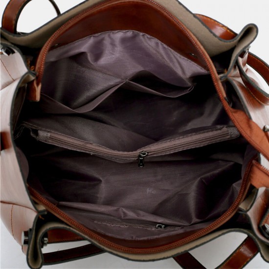 Women 4Pcs Vintage Handbag Crossbody Bag Solid Shoulder Bag Women 4Pcs Vintage Handbag Crossbody Bag Solid Shoulder Bag