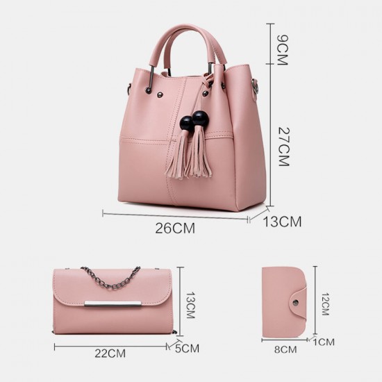 Women 3Pcs Tassel Multi-function Handbag Crossbody Bag Women 3Pcs Tassel Multi-function Handbag Crossbody Bag