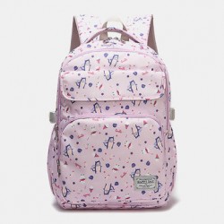 Women Waterproof Large Capacity Print Nylon Casual Backpack