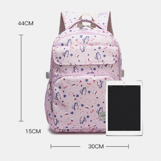 Women Waterproof Large Capacity Print Nylon Casual Backpack Women Waterproof Large Capacity Print Nylon Casual Backpack