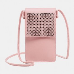 Women Casual Solid Hollow Out Touch Screen 6.3 inch Phone Bag Shoulder Bag Crossbody Bag