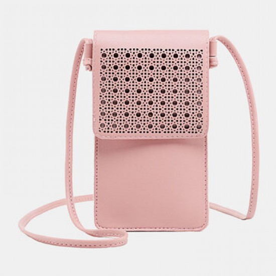 Women Casual Solid Hollow Out Touch Screen 6.3 inch Phone Bag Shoulder Bag Crossbody Bag Women Casual Solid Hollow Out Touch Screen 6.3 inch Phone Bag Shoulder Bag Crossbody Bag