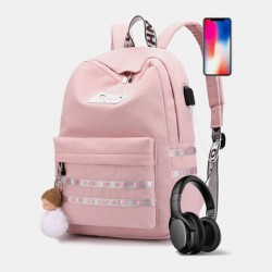 Women Large Capacity Casual Travel Outdoor Student School Bag With USB Charging Wear-resistance Backpack