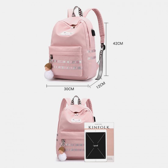 Women Large Capacity Casual Travel Outdoor Student School Bag With USB Charging Wear-resistance Backpack Women Large Capacity Casual Travel Outdoor Student School Bag With USB Charging Wear-resistance Backpack