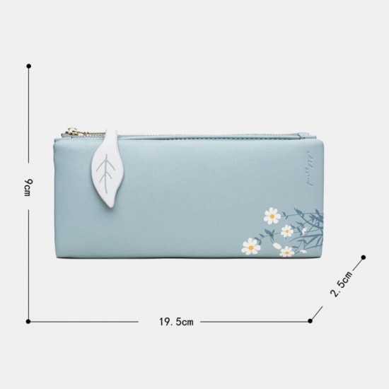 Women 13 Card Slots Bifold Flower Printed Long Wallet Clutches Bag Women 13 Card Slots Bifold Flower Printed Long Wallet Clutches Bag