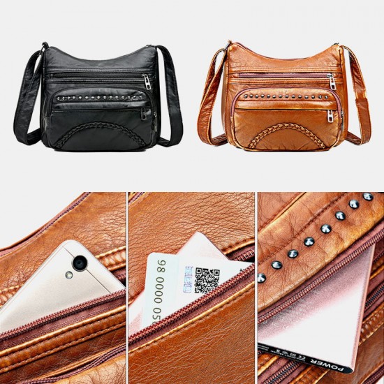 Women Rivet Multi-pocket Middle-aged Vintage Crossbody Bag Shoulder Bag Women Rivet Multi-pocket Middle-aged Vintage Crossbody Bag Shoulder Bag
