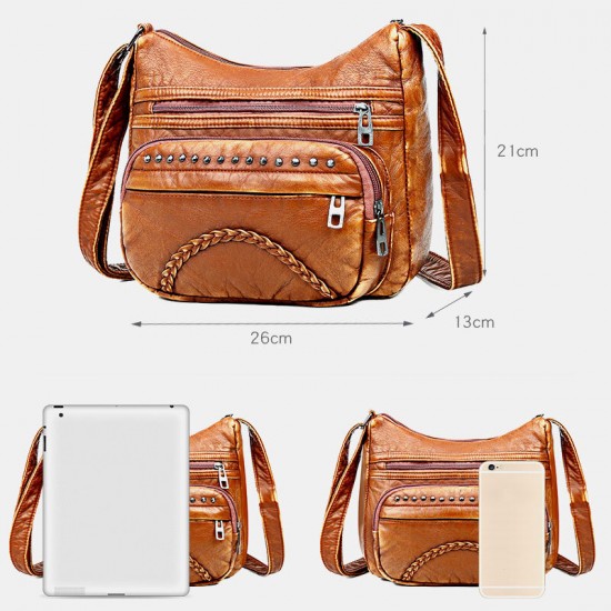 Women Rivet Multi-pocket Middle-aged Vintage Crossbody Bag Shoulder Bag Women Rivet Multi-pocket Middle-aged Vintage Crossbody Bag Shoulder Bag