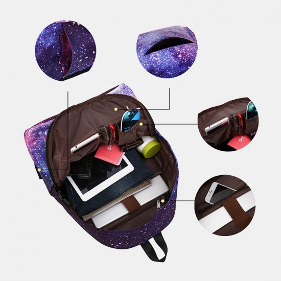 Women 3Pcs Galaxy Printed School Backpack Meal Bag Pencil Case Women 3Pcs Galaxy Printed School Backpack Meal Bag Pencil Case