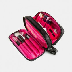 Women Waterproof Double Zipper Two Layers Large Capacity Storage Bag Clutch Cosmetic Bag