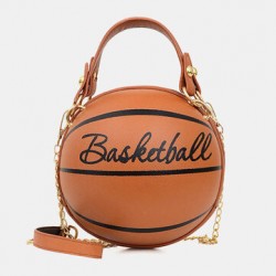 Women Unique Design Basketball Football Look Mini Round Bag Hangbag Fashion Adjustable Shoulder Bag Cross Body Bag