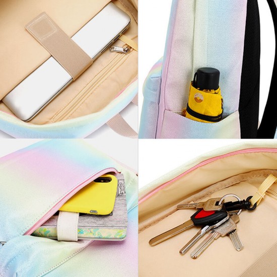 Women 3PcsSuits Large Capacity Waterproof Color Gradients Backpack Schoolbag Women 3PcsSuits Large Capacity Waterproof Color Gradients Backpack Schoolbag