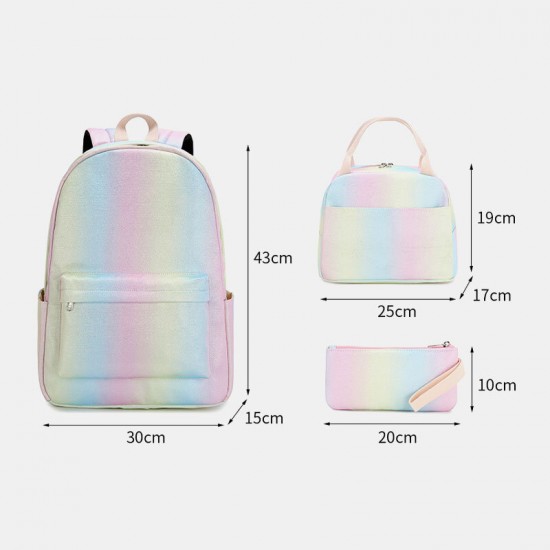 Women 3PcsSuits Large Capacity Waterproof Color Gradients Backpack Schoolbag Women 3PcsSuits Large Capacity Waterproof Color Gradients Backpack Schoolbag