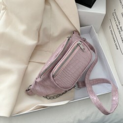 Women Alligator Croc Pattern Chains Multi-Carry Belt Chest Bag Crossbody Bag