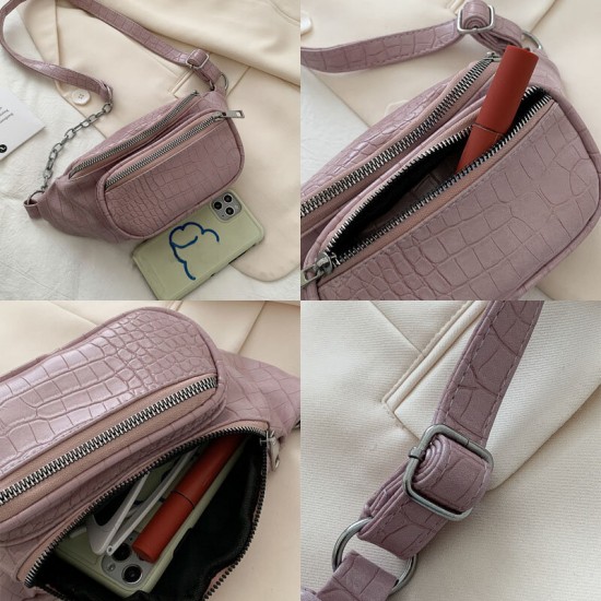 Women Alligator Croc Pattern Chains Multi-Carry Belt Chest Bag Crossbody Bag Women Alligator Croc Pattern Chains Multi-Carry Belt Chest Bag Crossbody Bag