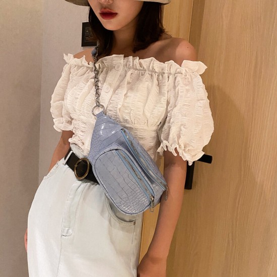 Women Alligator Croc Pattern Chains Multi-Carry Belt Chest Bag Crossbody Bag Women Alligator Croc Pattern Chains Multi-Carry Belt Chest Bag Crossbody Bag