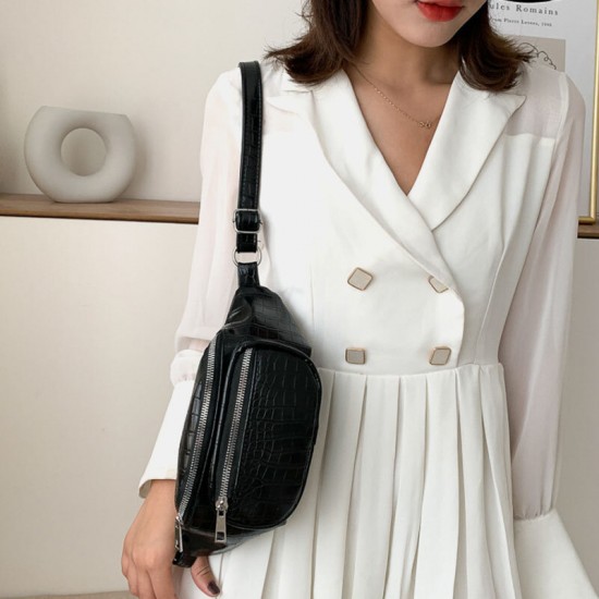 Women Alligator Croc Pattern Chains Multi-Carry Belt Chest Bag Crossbody Bag Women Alligator Croc Pattern Chains Multi-Carry Belt Chest Bag Crossbody Bag