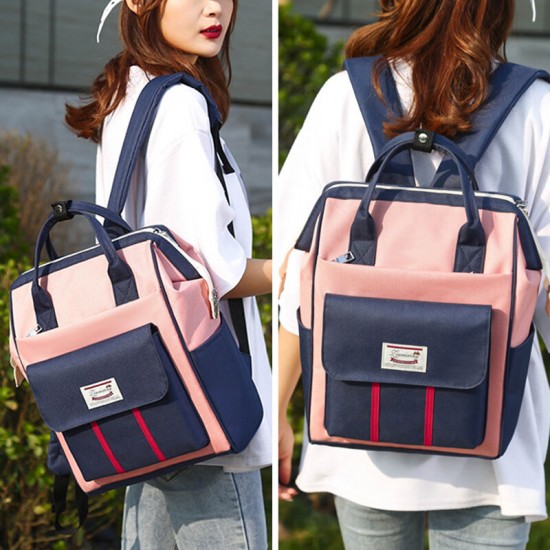 Women Oxford Patchwork Waterproof Anti theft Mommy Handbag Shoulder Bag Backpack Women Oxford Patchwork Waterproof Anti theft Mommy Handbag Shoulder Bag Backpack