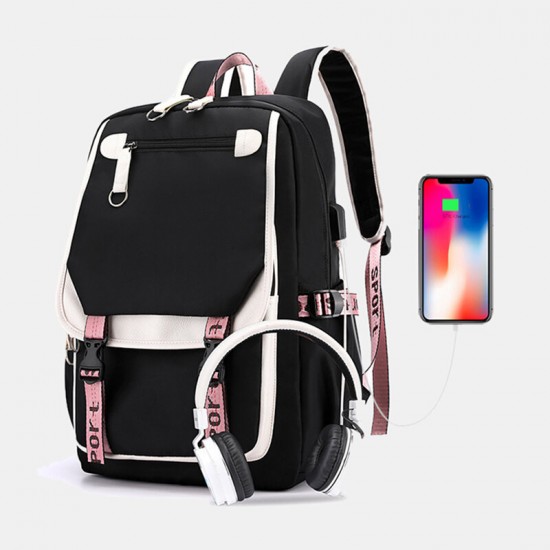 Women Printing USB Charging Large Capacity Backpack Student School Bag Women Printing USB Charging Large Capacity Backpack Student School Bag