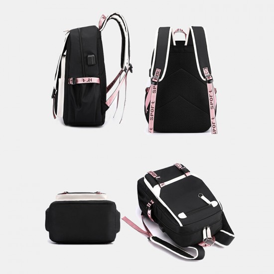 Women Printing USB Charging Large Capacity Backpack Student School Bag Women Printing USB Charging Large Capacity Backpack Student School Bag