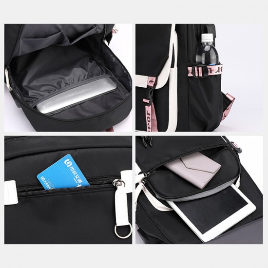 Women Printing USB Charging Large Capacity Backpack Student School Bag Women Printing USB Charging Large Capacity Backpack Student School Bag
