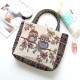 Women Colored Owl Floral Printed Pattern Patchwork Retro Large Capacity Tote Handbag Women Colored Owl Floral Printed Pattern Patchwork Retro Large Capacity Tote Handbag