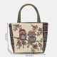 Women Colored Owl Floral Printed Pattern Patchwork Retro Large Capacity Tote Handbag Women Colored Owl Floral Printed Pattern Patchwork Retro Large Capacity Tote Handbag