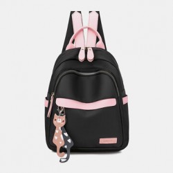 Women Oxford Waterproof Cartoon Multi-carry Patchwork Casual Backpack