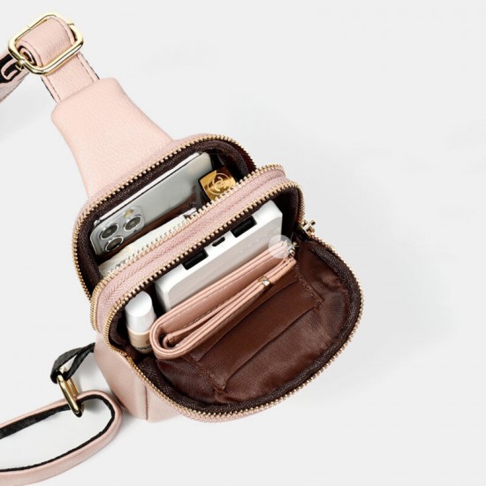 Women 4 Card Slots 6.5 Inch Phone Holder Solid Casual Chest Bag Crossbody Bag Women 4 Card Slots 6.5 Inch Phone Holder Solid Casual Chest Bag Crossbody Bag